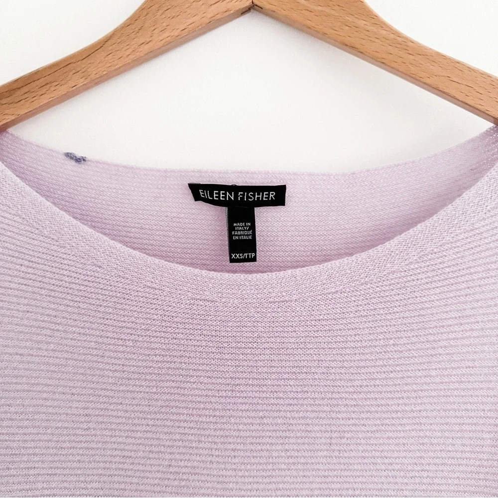 Eileen Fisher Silk Cashmere Sweater Italian Knit Lavender Oversized Boatneck XXS